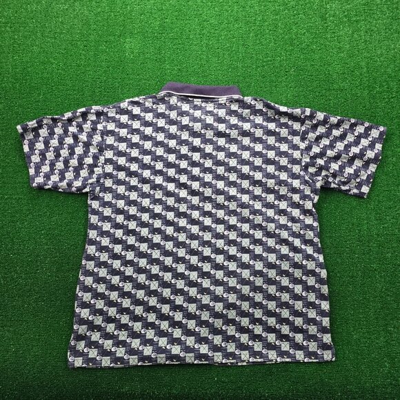 Natural Issue Polo Shirt Mens XL Blue Short Sleeve Abstract Geometric Golf‎ AOP - Picture 6 of 6